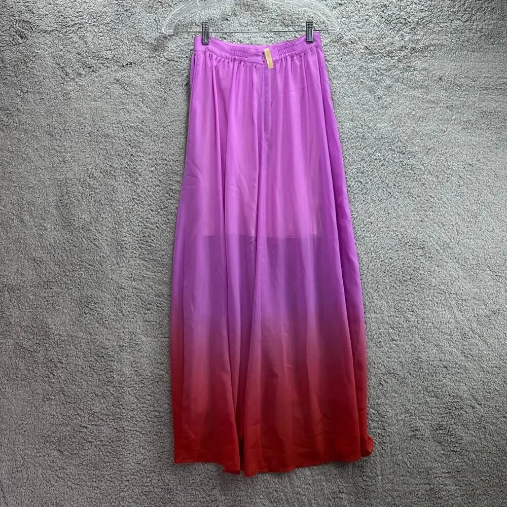 Rhythm Women's XS? Maxi Skirt Multicolor Flowy Lined Elastic Waist Back Zip Boho
